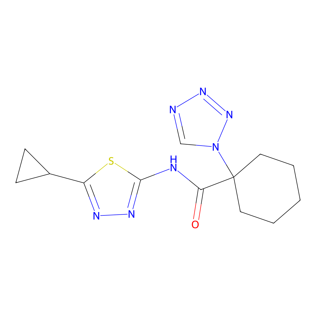N-(5-cyclopropyl-1,3,4-thiadiazol-2-yl)-1-(1H-tetrazol-1-yl)cyclohexanecarboxamide molecular structure, CAS 1203436-19-4