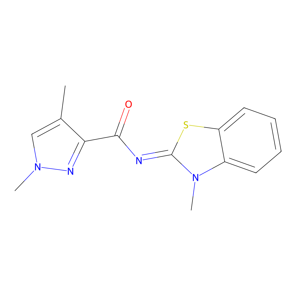 (E)-1,4-dimethyl-N-(3-methylbenzo[d]thiazol-2(3H)-ylidene)-1H-pyrazole-3-carboxamide molecular structure, CAS 1203439-71-7