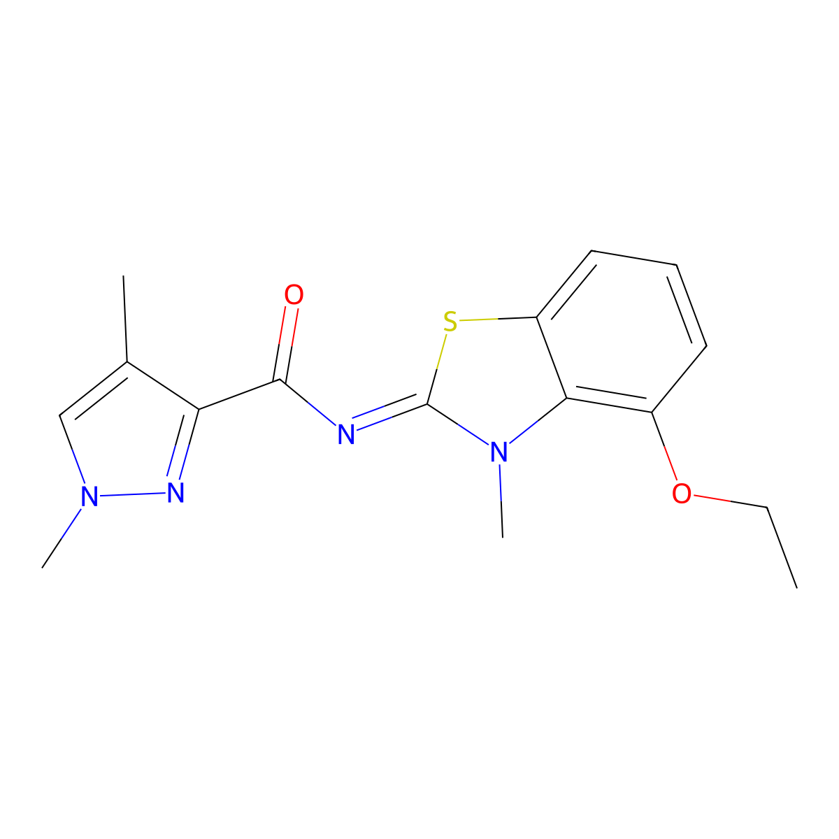 (E)-N-(4-ethoxy-3-methylbenzo[d]thiazol-2(3H)-ylidene)-1,4-dimethyl-1H-pyrazole-3-carboxamide molecular structure, CAS 1203440-31-6