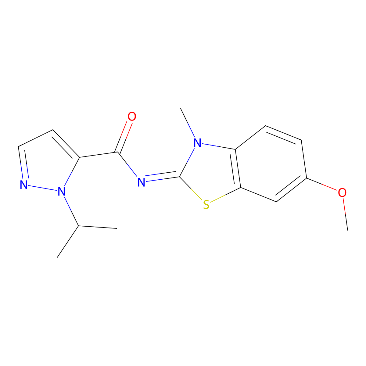 (E)-1-isopropyl-N-(6-methoxy-3-methylbenzo[d]thiazol-2(3H)-ylidene)-1H-pyrazole-5-carboxamide molecular structure, CAS 1203441-73-9