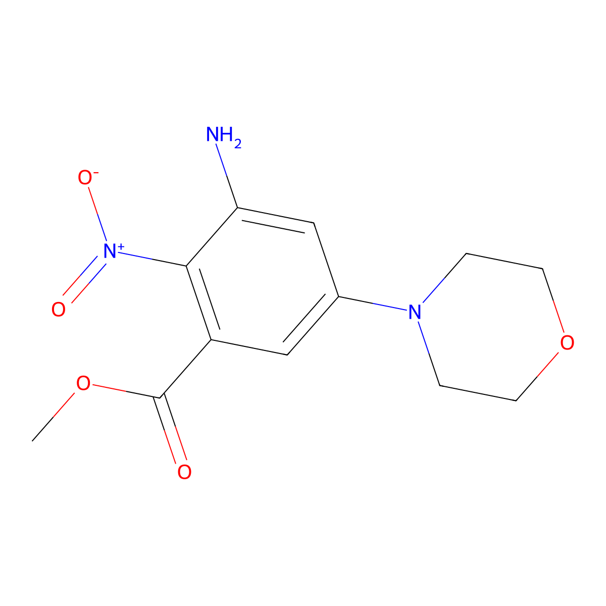 Methyl 3-amino-5-morpholino-2-nitrobenzoate molecular structure, CAS 1203486-58-1