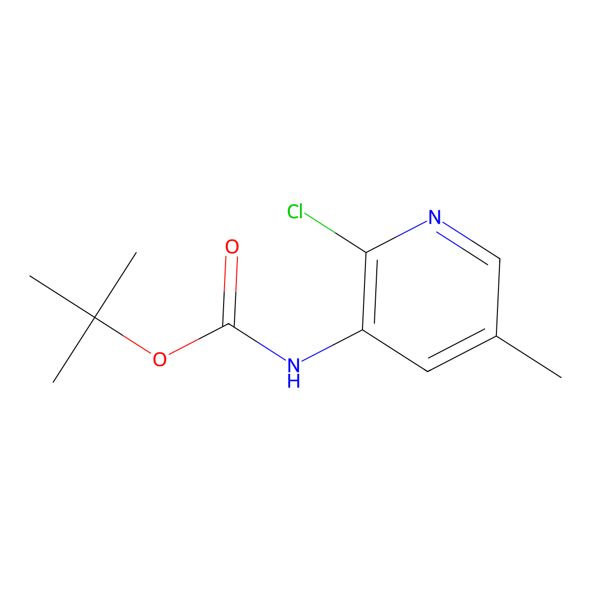 tert-Butyl 2-chloro-5-methylpyridin-3-ylcarbamate molecular structure, CAS 1203498-98-9
