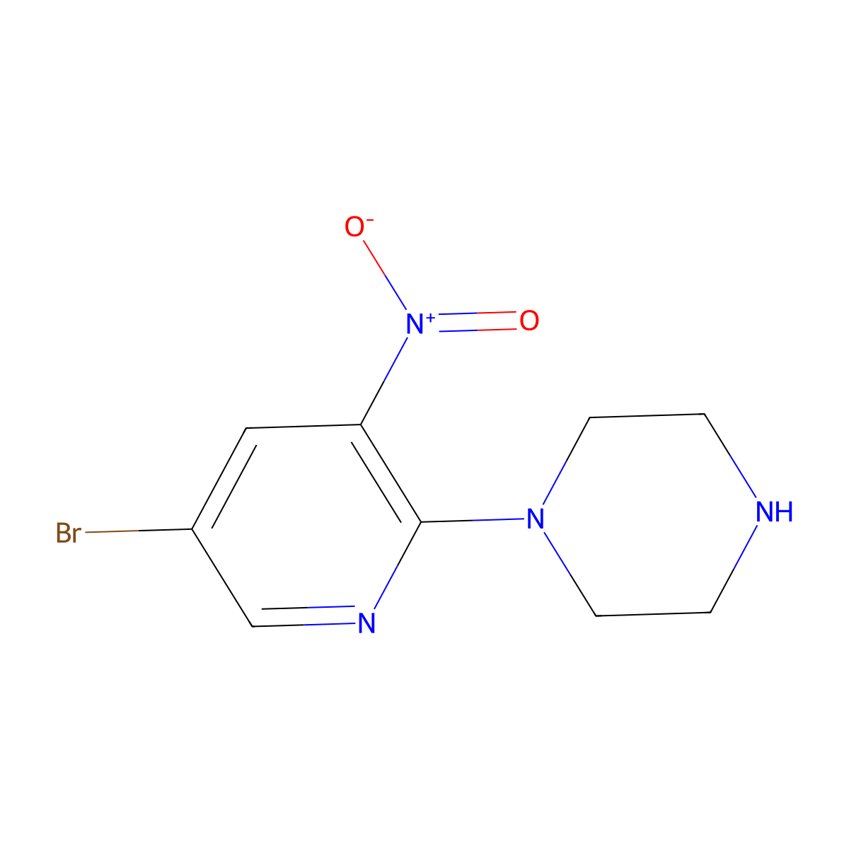1-(5-Bromo-3-nitropyridin-2-yl)piperazine molecular structure, CAS 1203499-08-4
