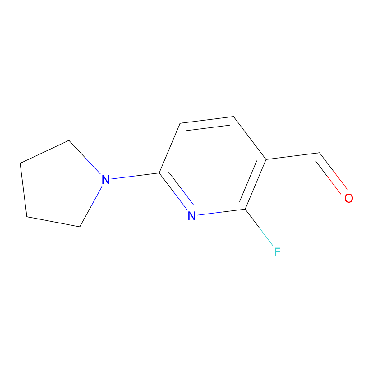 2-Fluoro-6-(pyrrolidin-1-yl)nicotinaldehyde molecular structure, CAS 1203499-23-3