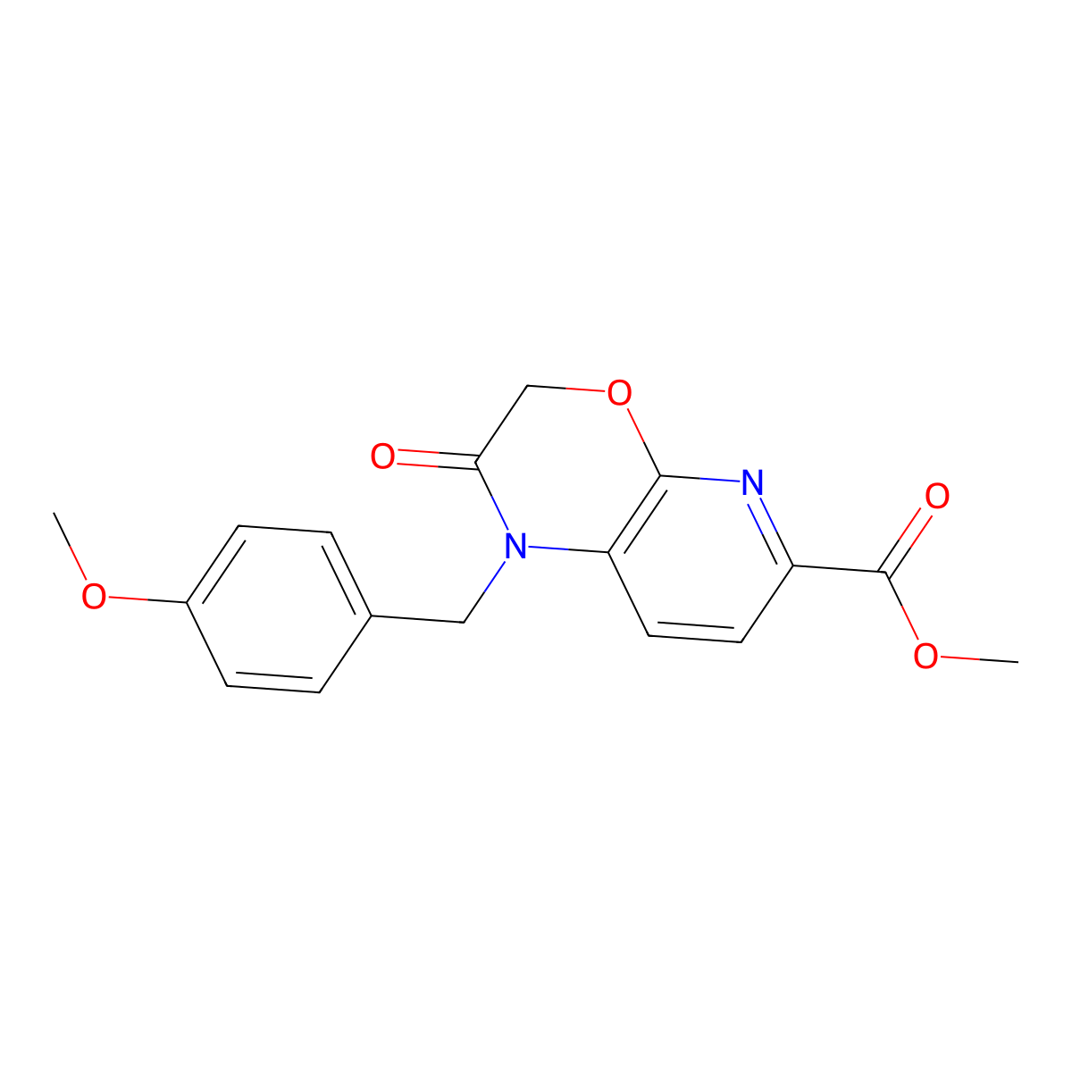 Methyl 1-(4-methoxybenzyl)-2-oxo-2,3-dihydro-1H-pyrido[2,3-b][1,4]oxazine-6-carboxylate molecular structure, CAS 1203499-28-8