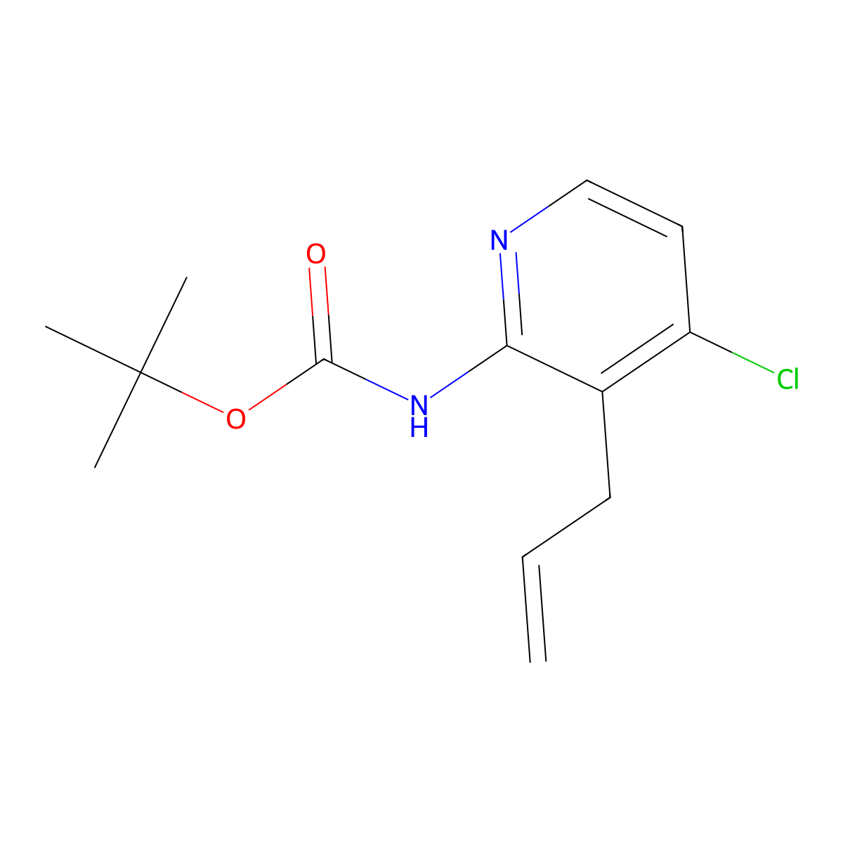 tert-Butyl 3-allyl-4-chloropyridin-2-ylcarbamate molecular structure, CAS 1203499-30-2