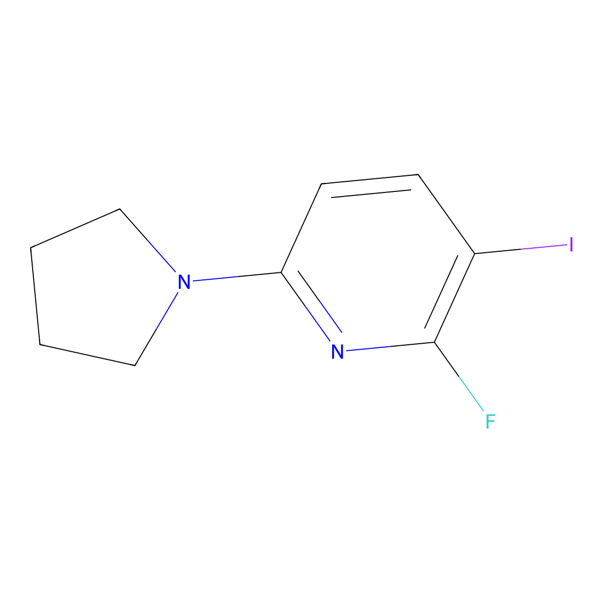 2-Fluoro-3-iodo-6-(pyrrolidin-1-yl)pyridine molecular structure, CAS 1203499-32-4