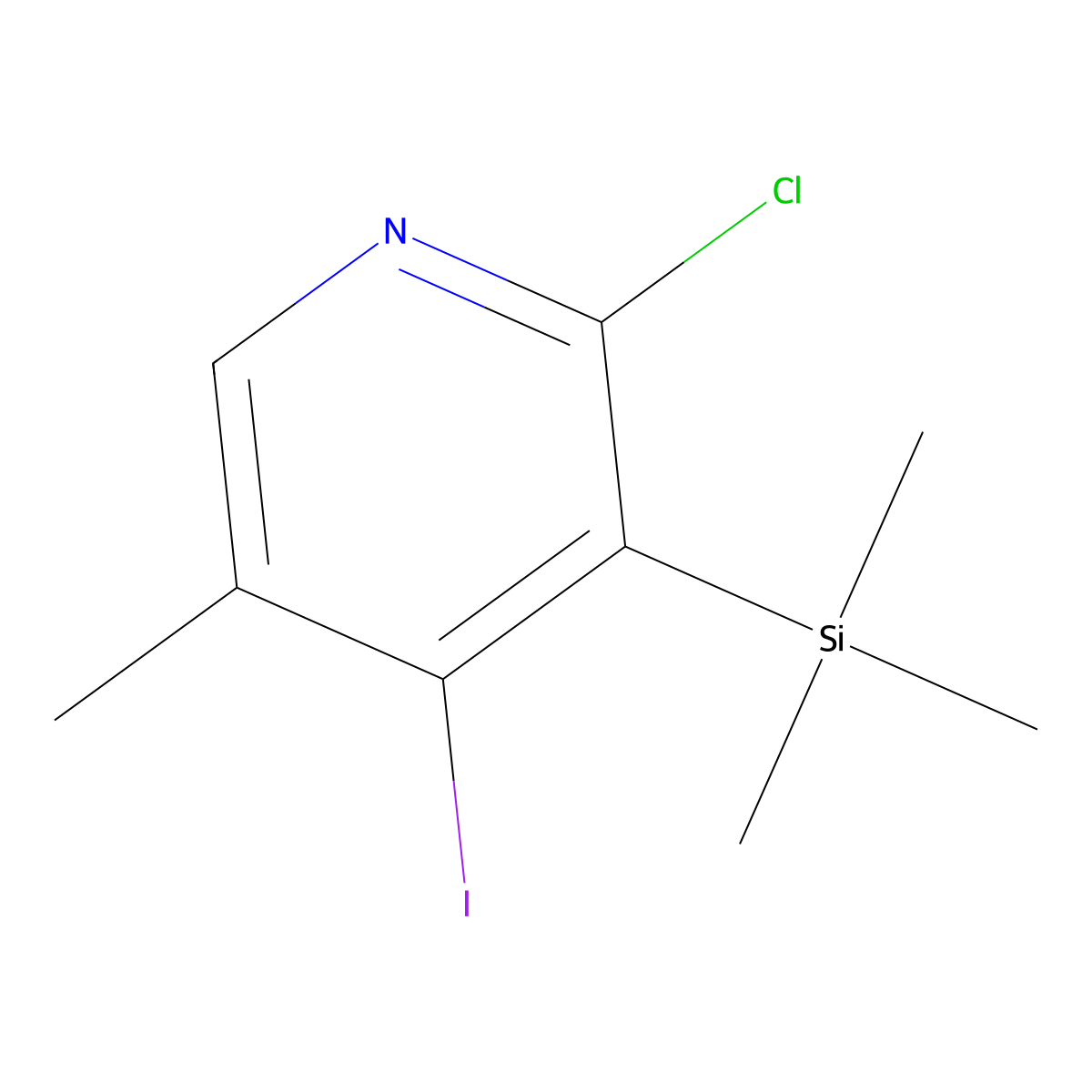 2-Chloro-4-iodo-5-methyl-3-(trimethylsilyl)-pyridine molecular structure, CAS 1203499-34-6