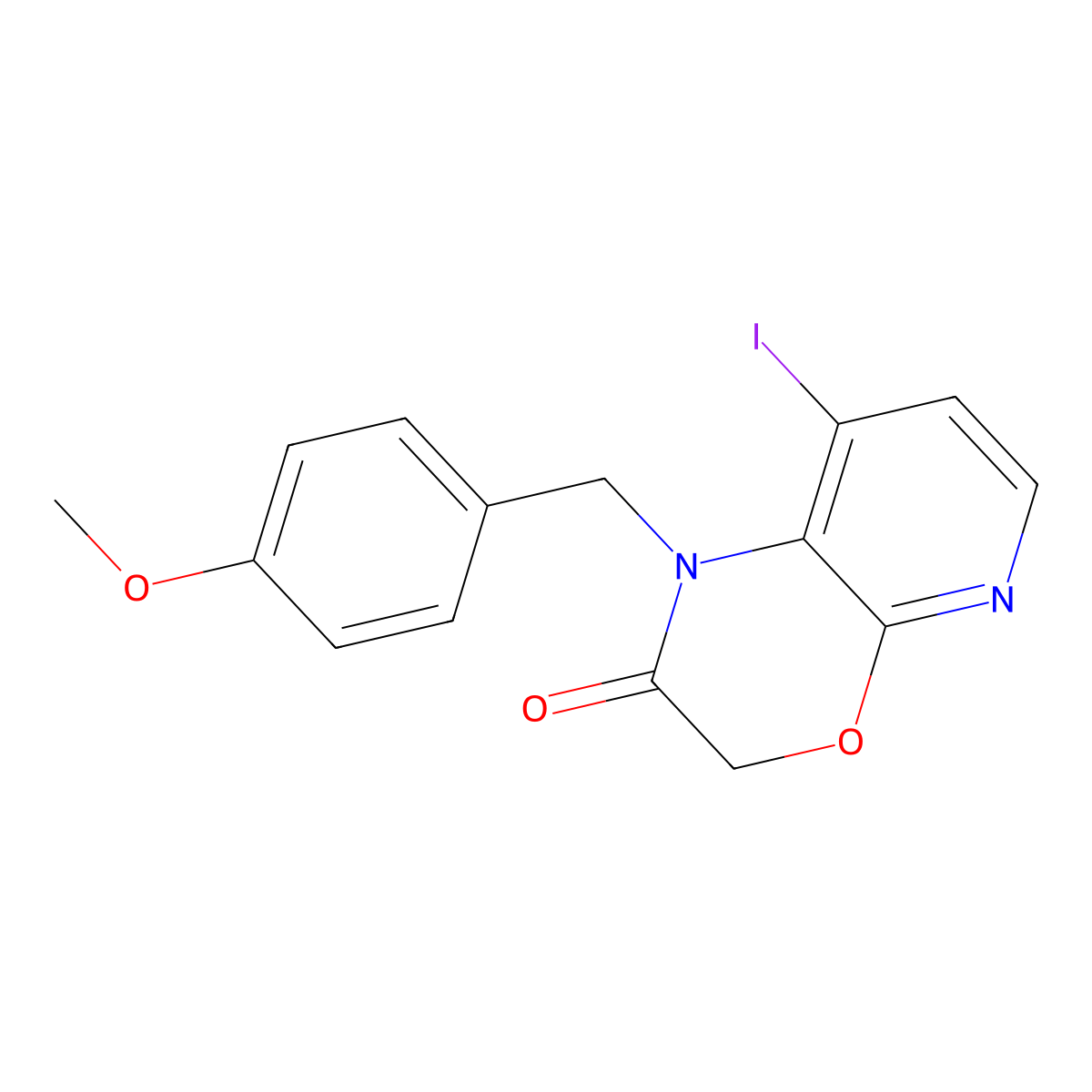 8-Iodo-1-(4-methoxybenzyl)-1H-pyrido[2,3-b][1,4]oxazin-2(3H)-one molecular structure, CAS 1203499-36-8