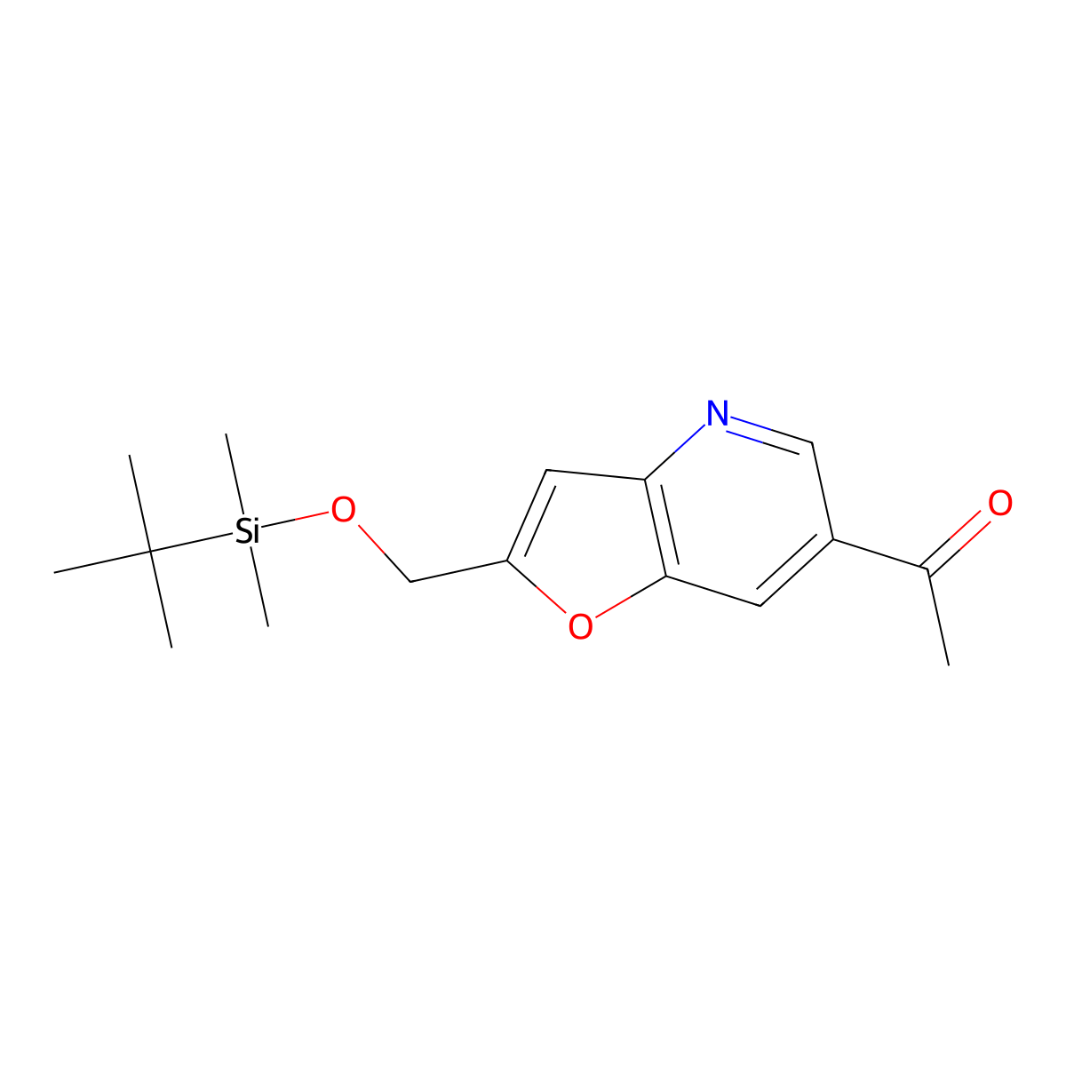 1-(2-((tert-Butyldimethylsilyloxy)methyl)-furo[3,2-b]pyridin-6-yl)ethanone molecular structure, CAS 1203499-37-9