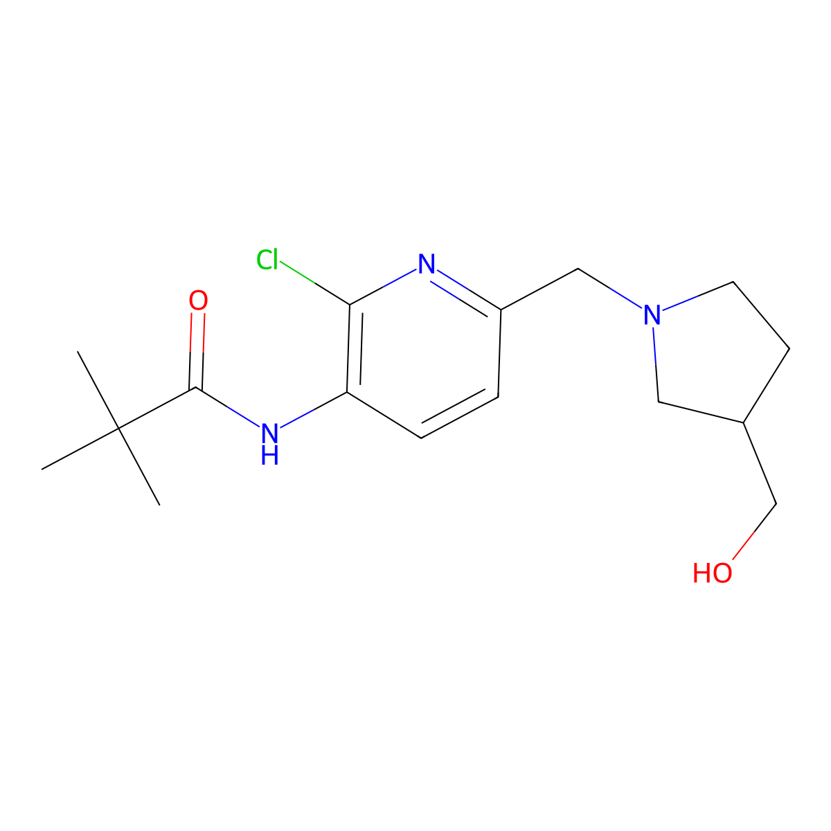 N-(2-Chloro-6-((3-(hydroxymethyl)pyrrolidin-1-YL)-methyl)pyridin-3-YL)pivalamide molecular structure, CAS 1203499-44-8