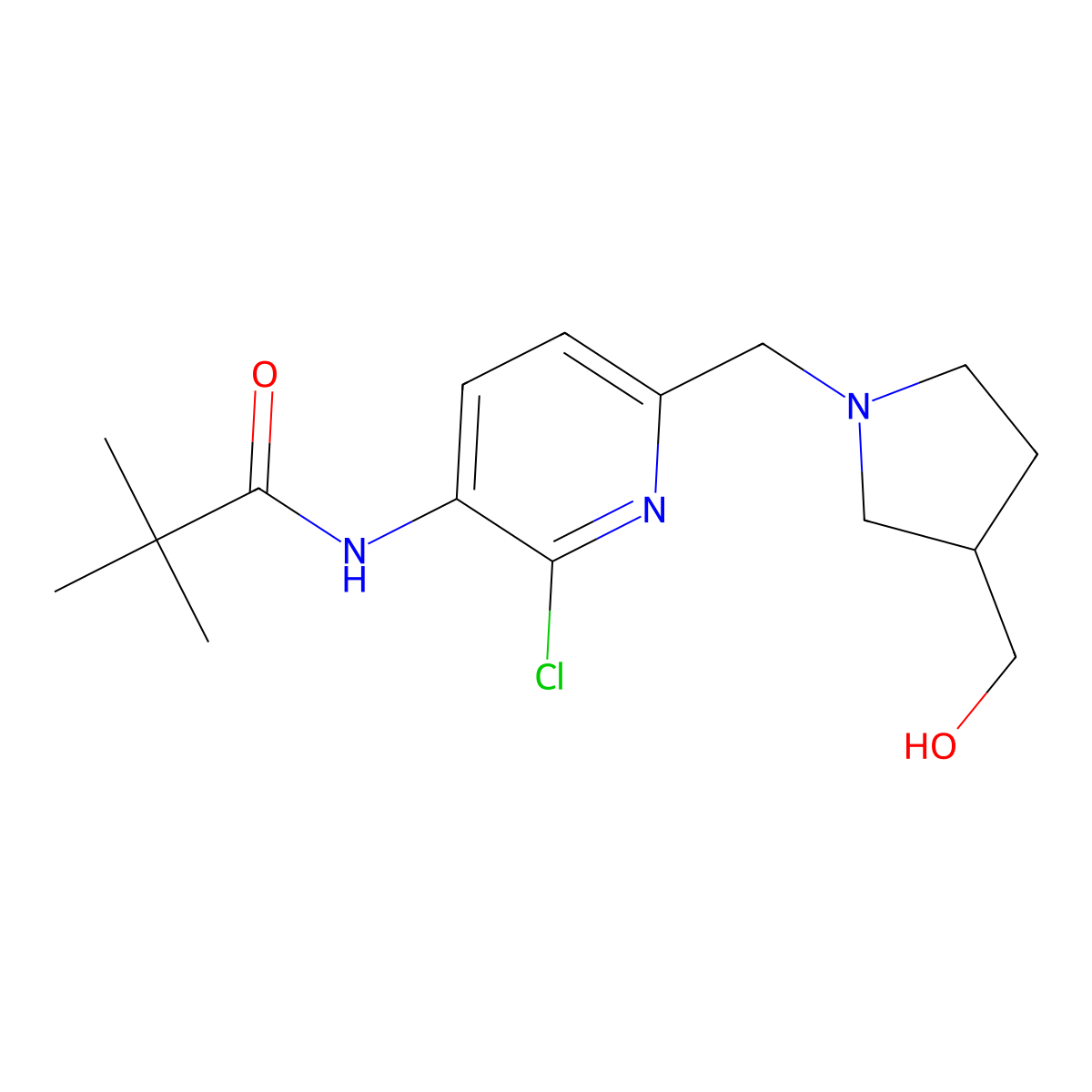 N-(2-Chloro-6-((3-(hydroxymethyl)pyrrolidin-1-YL)-methyl)pyridin-3-YL)pivalamide molecular structure, CAS 1203499-44-8