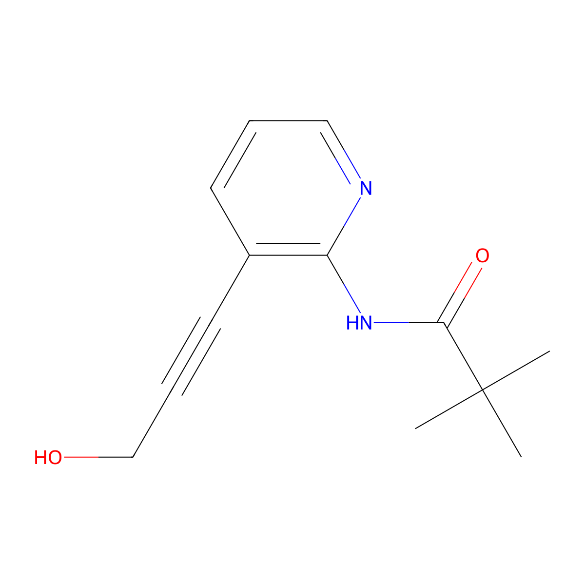 N-(3-(3-Hydroxyprop-1-ynyl)pyridin-2-yl)pivalamide molecular structure, CAS 1203499-45-9