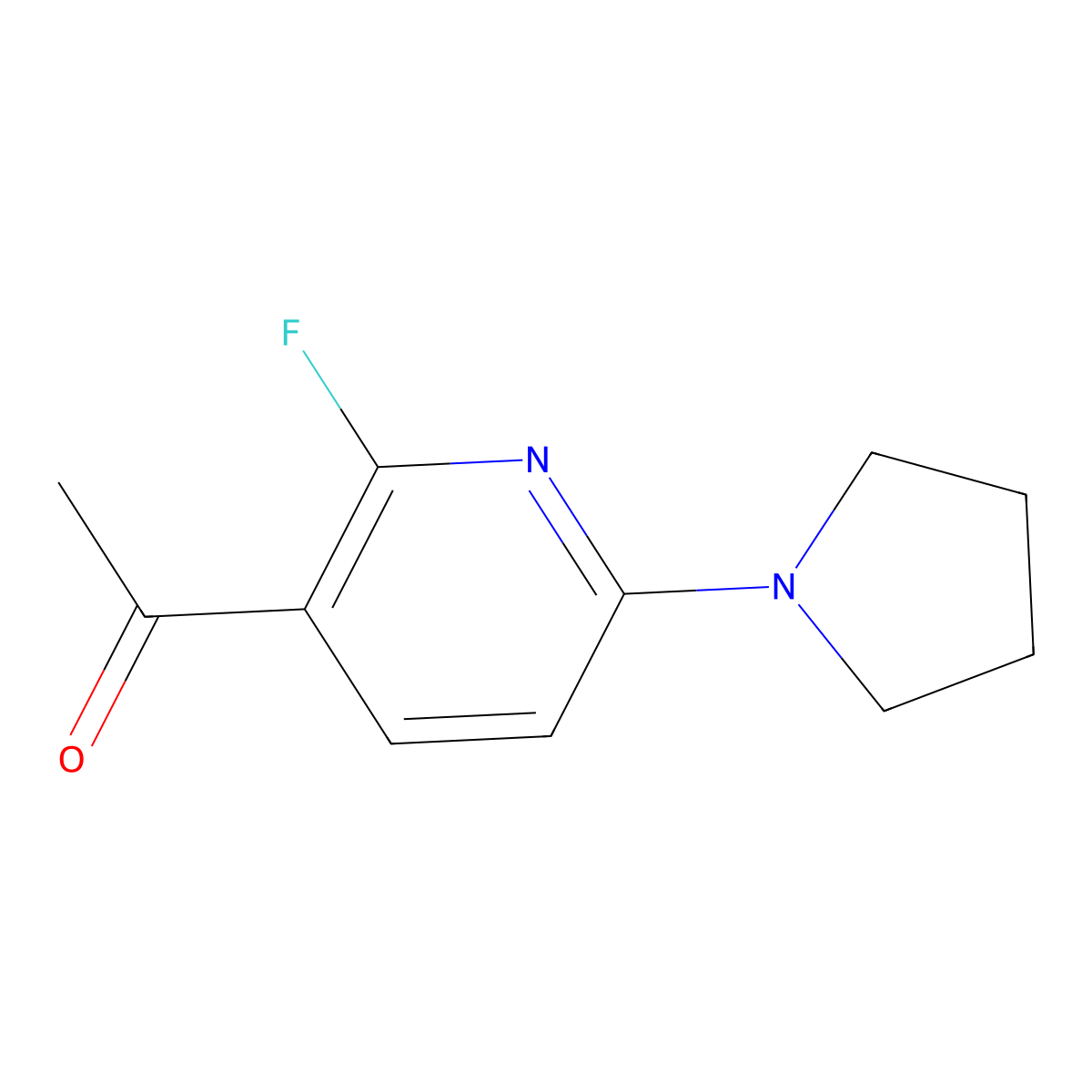 1-(2-Fluoro-6-(pyrrolidin-1-YL)pyridin-3-YL)-ethanone molecular structure, CAS 1203499-51-7