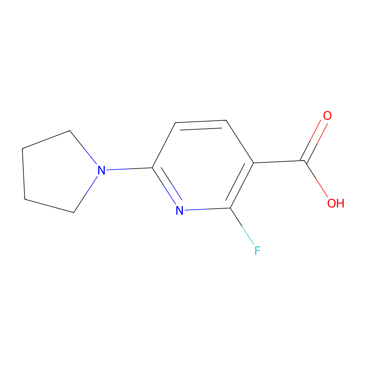 2-Fluoro-6-(pyrrolidin-1-yl)nicotinic acid molecular structure, CAS 1203499-55-1