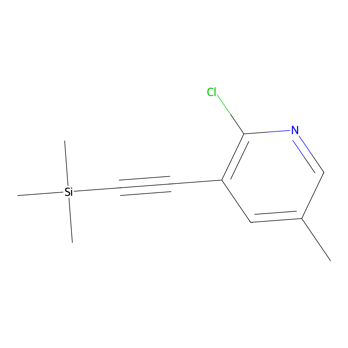 2-Chloro-5-methyl-3-((trimethylsilyl)ethynyl)pyridine molecular structure, CAS 1203499-58-4