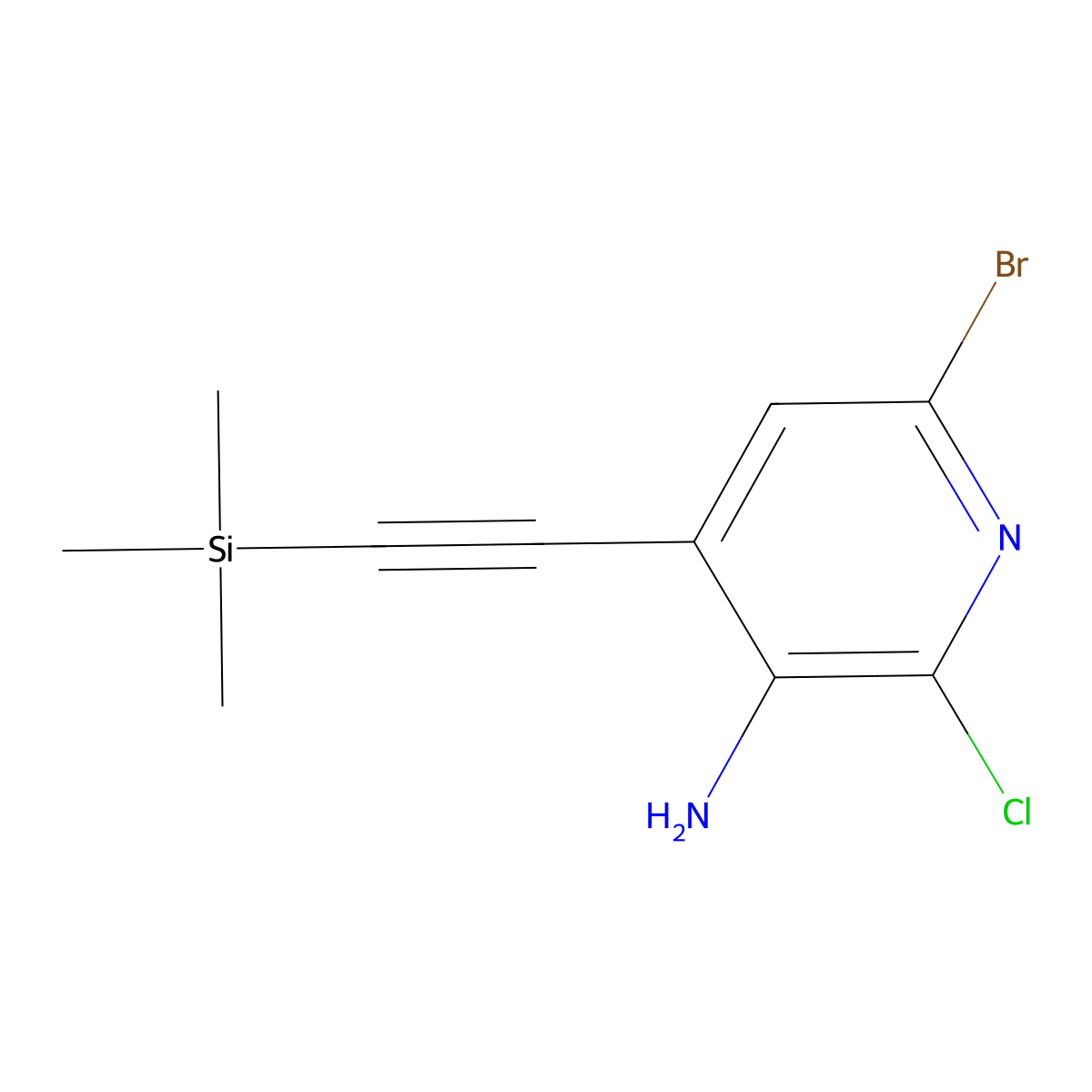 6-Bromo-2-chloro-4-[2-(trimethylsilyl)ethynyl]-3-pyridinamine molecular structure, CAS 1203499-68-6