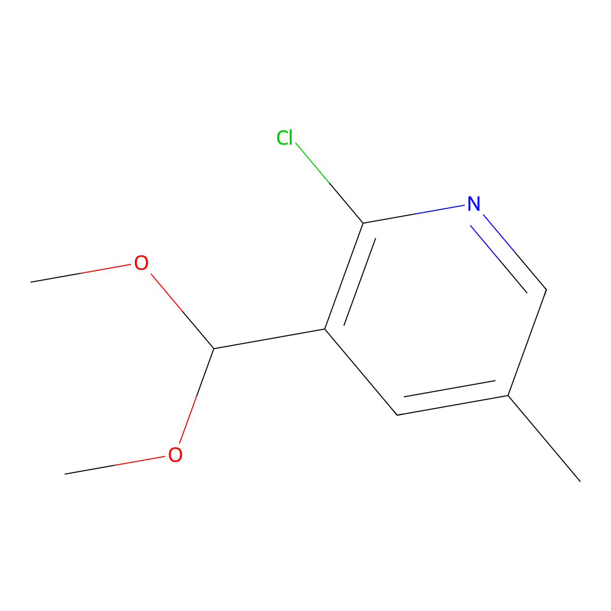 2-Chloro-3-(dimethoxymethyl)-5-methylpyridine molecular structure, CAS 1203499-69-7