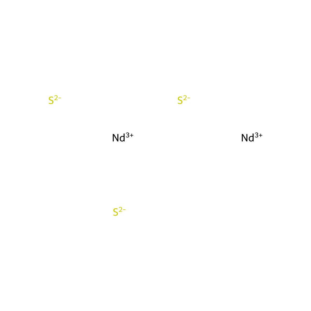 Neodymium sulfide (Nd2S3) molecular structure, CAS 12035-32-4
