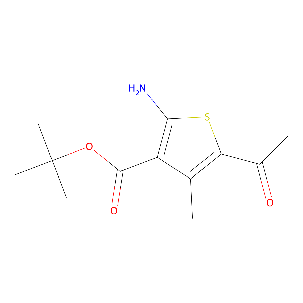 Tert-butyl 5-acetyl-2-amino-4-methylthiophene-3-carboxylate molecular structure, CAS 1203509-23-2