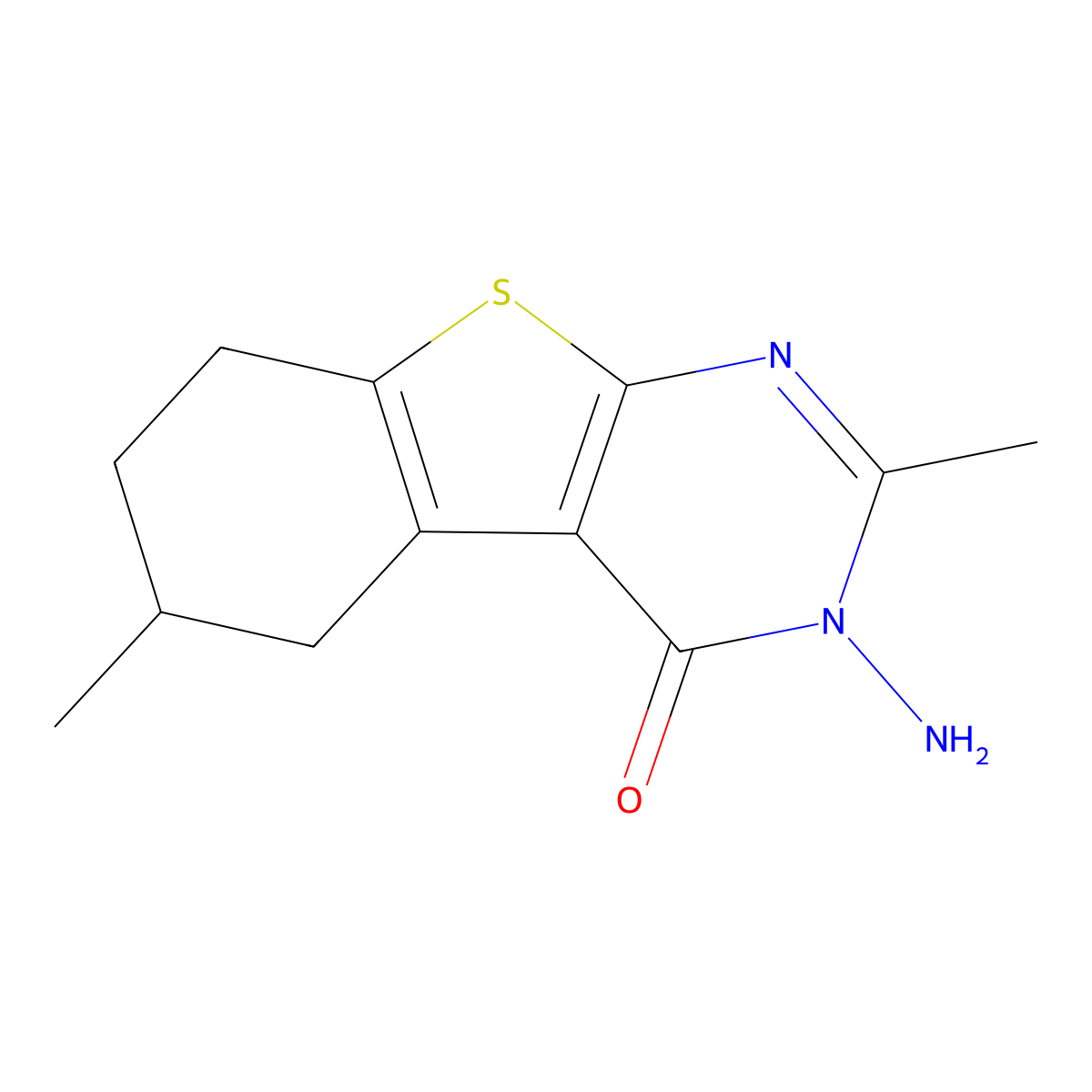 (1)Benzothieno(2,3-d)pyrimidin-4(3H)-one, 5,6,7,8-tetrahydro-3-amino-2,6-dimethyl- molecular structure, CAS 120354-20-3