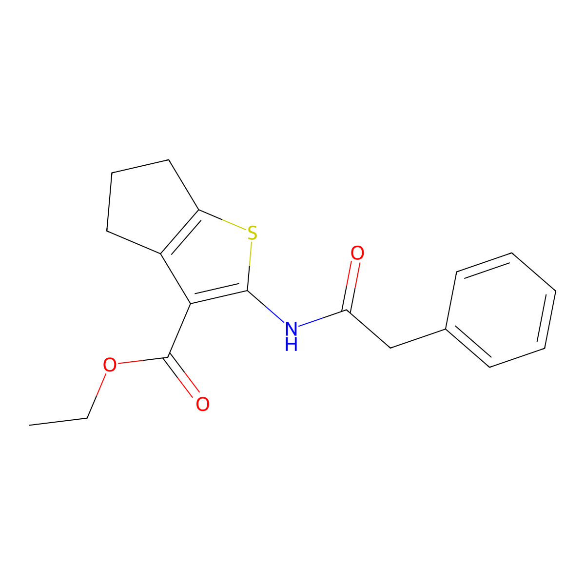 ethyl 2-[(phenylacetyl)amino]-5,6-dihydro-4H-cyclopenta[b]thiophene-3-carboxylate molecular structure, CAS 120354-35-0