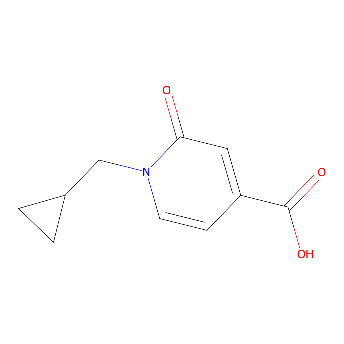 1-(Cyclopropylmethyl)-2-oxo-1,2-dihydropyridine-4-carboxylic acid molecular structure, CAS 1203543-98-9