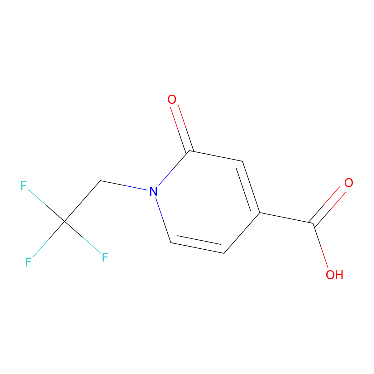 2-Oxo-1-(2,2,2-trifluoroethyl)-1,2-dihydropyridine-4-carboxylic acid molecular structure, CAS 1203544-08-4