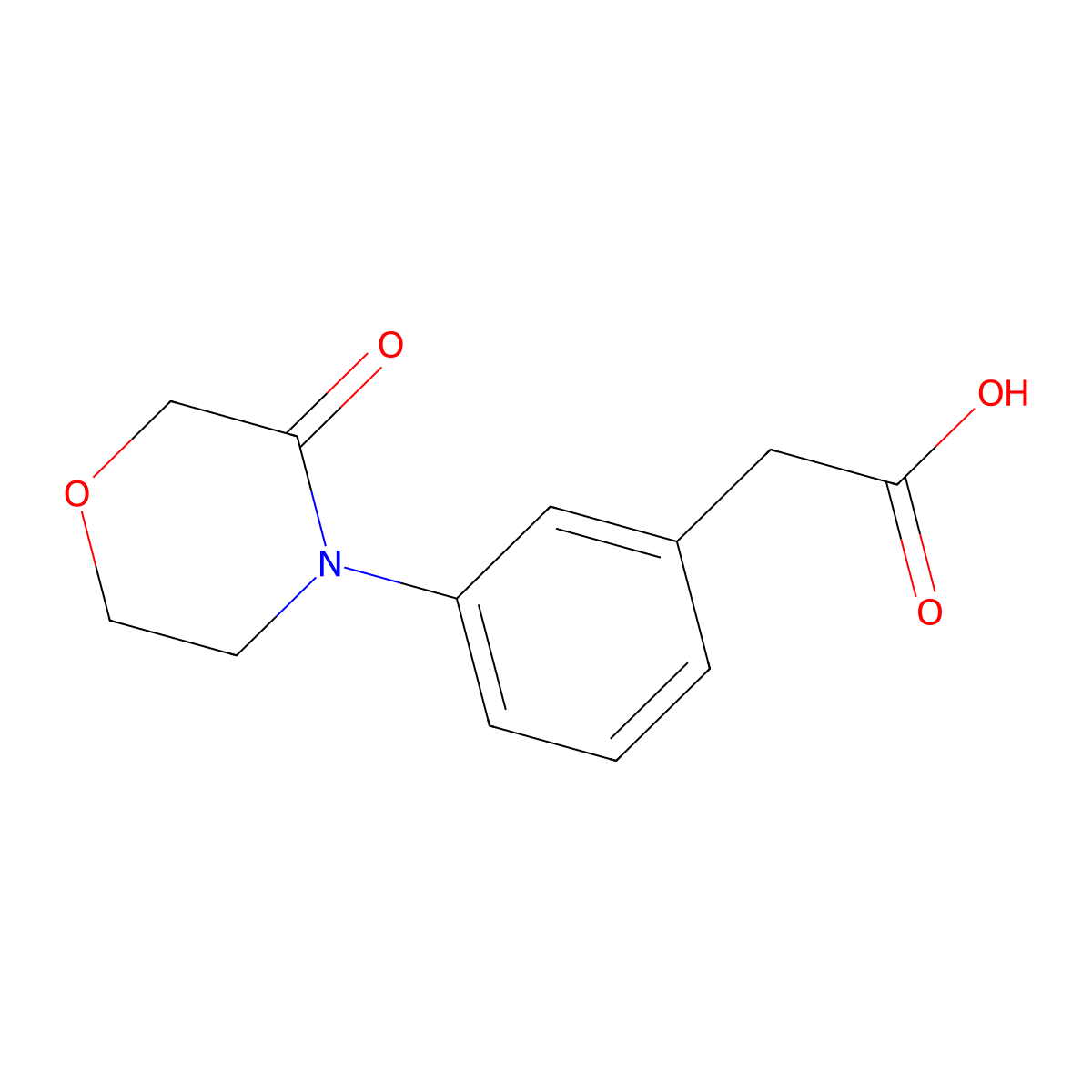 3-(3-oxo-4-morpholinyl)Benzeneacetic acid molecular structure, CAS 1203546-10-4