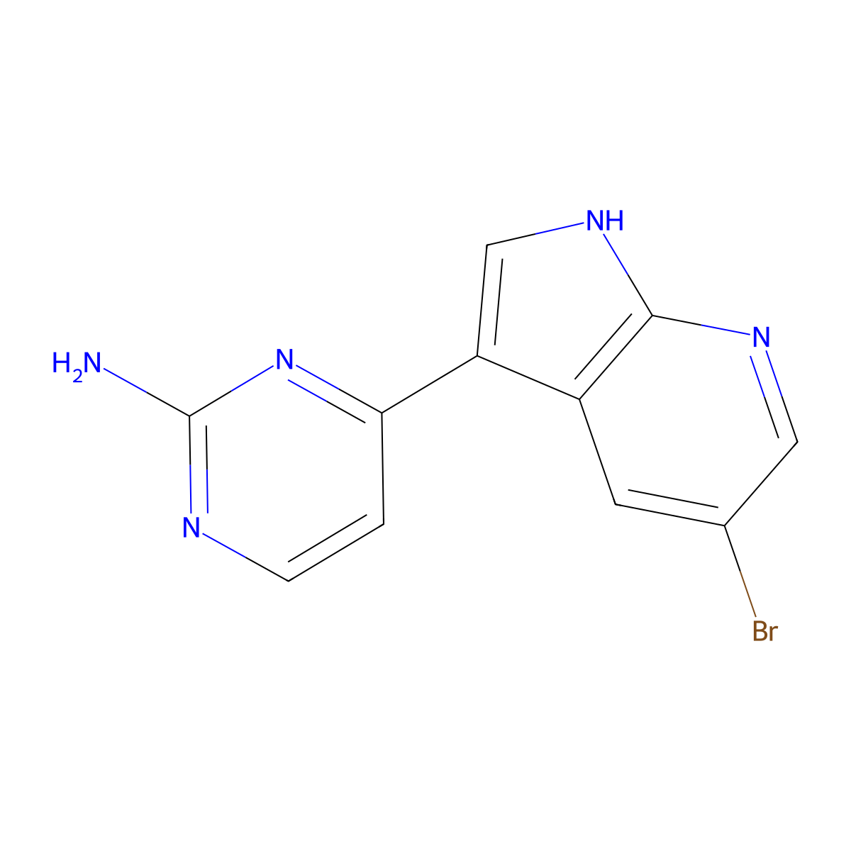 4-(5-Bromo-1H-pyrrolo[2,3-B]pyridin-3-YL)pyrimidin-2-amine molecular structure, CAS 1203565-13-2