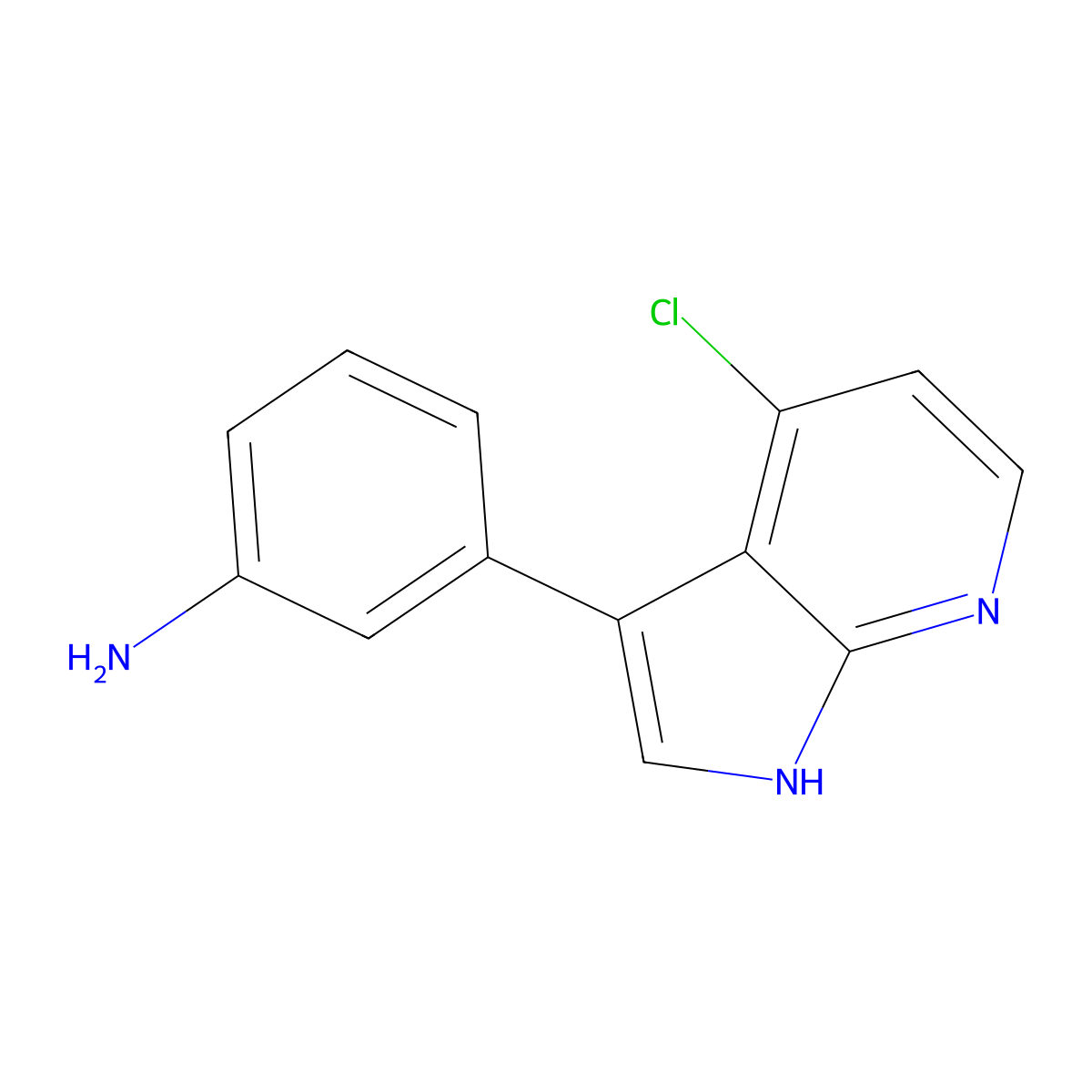 3-(4-chloro-1H-pyrrolo[2,3-b]pyridin-3-yl)aniline molecular structure, CAS 1203565-81-4