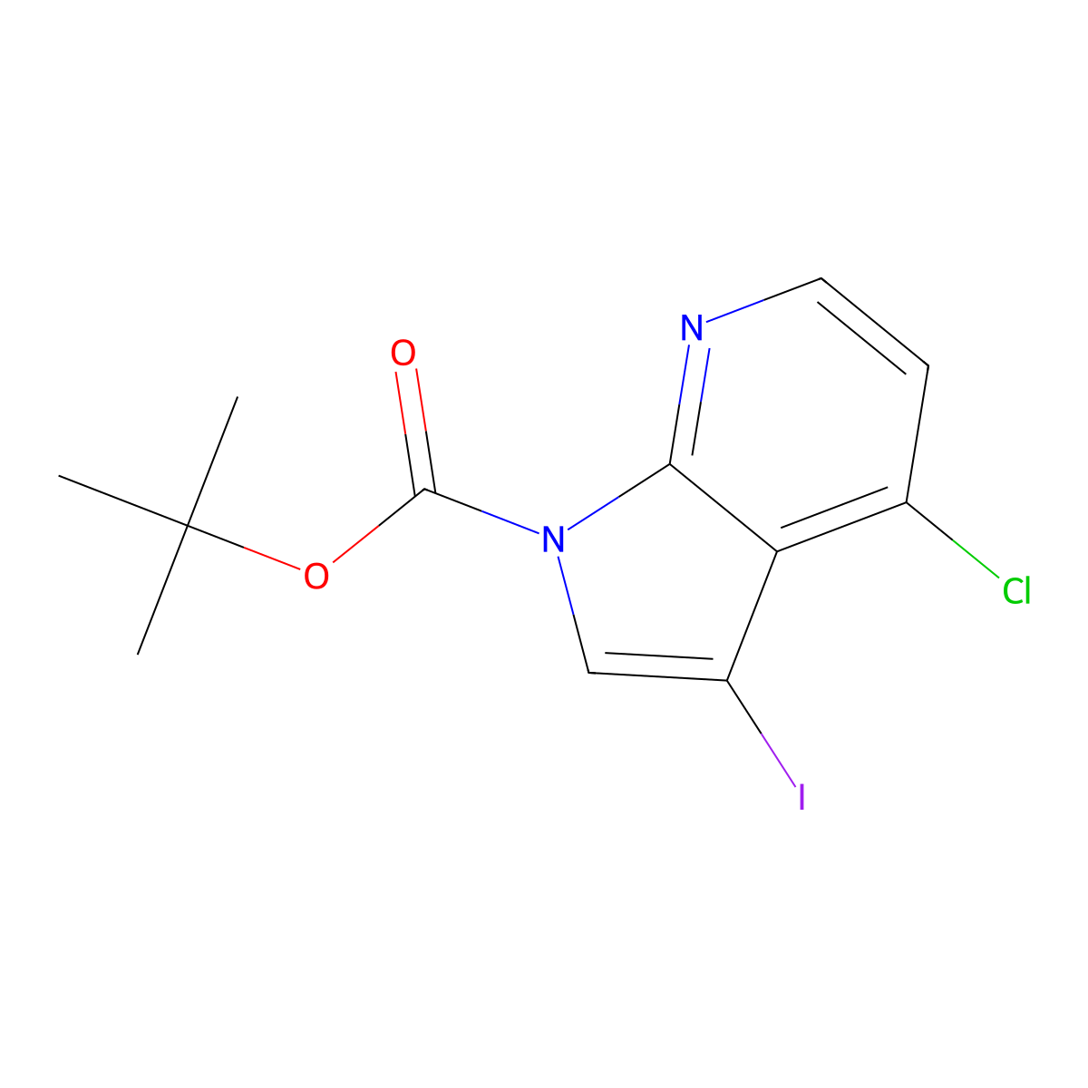 1H-Pyrrolo[2,3-b]pyridine-1-carboxylic acid, 4-chloro-3-iodo-, 1,1-dimethylethyl ester molecular structure, CAS 1203565-82-5