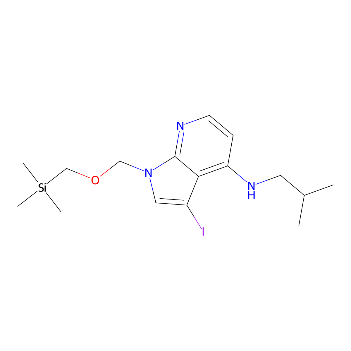 3-Iodo-N-isobutyl-1-(((trimethylsilyl)methoxy)methyl)-1H-Pyrrolo[2,3-b]pyridin-4-amine molecular structure, CAS 1203566-36-2
