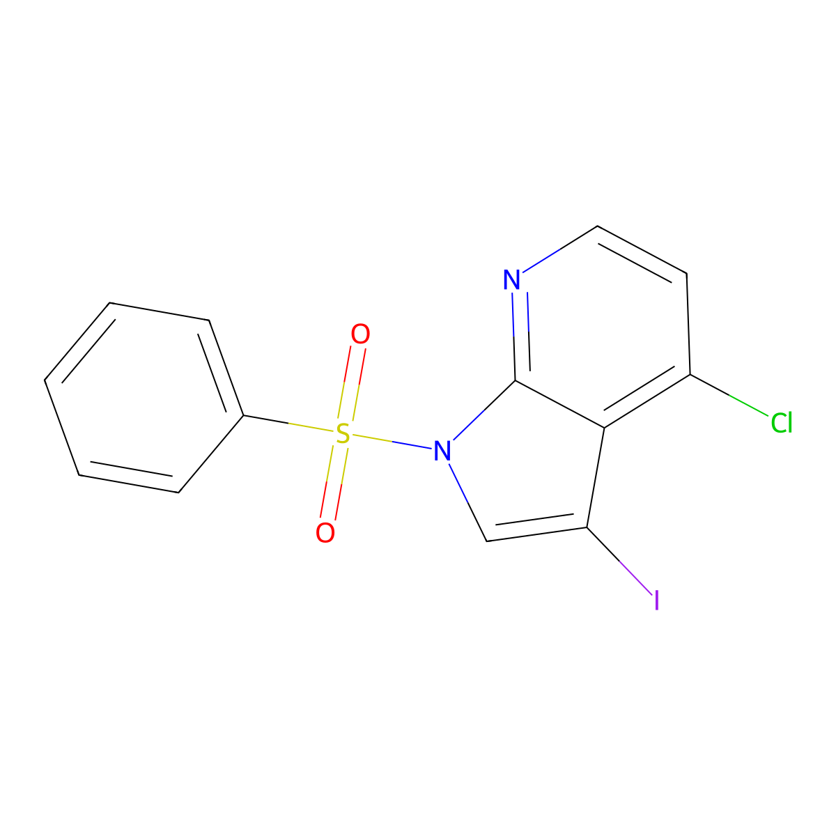 1-(benzenesulfonyl)-4-chloro-3-iodo-1H-pyrrolo[2,3-b]pyridine molecular structure, CAS 1203566-61-3