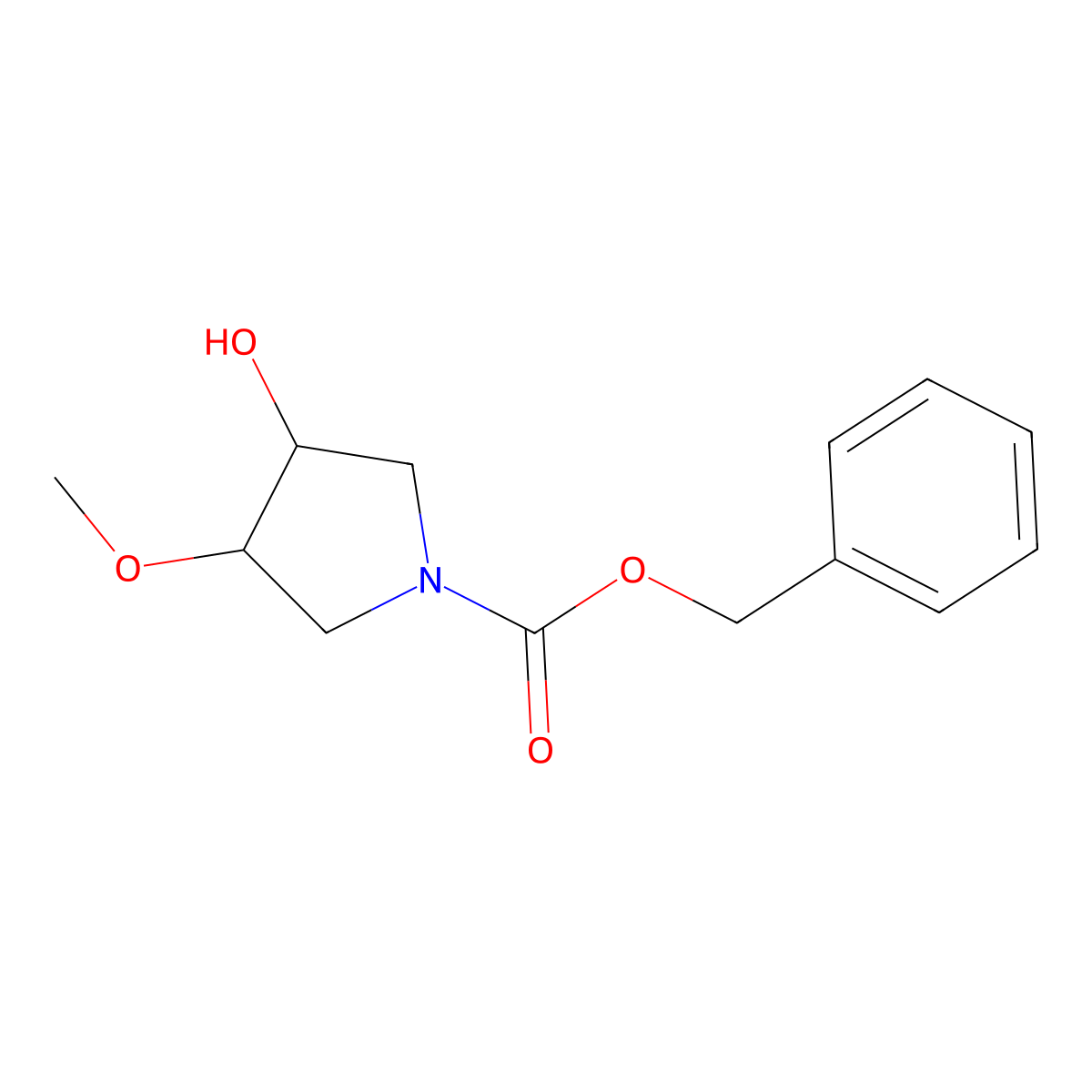 Benzyl (3R,4R)-3-hydroxy-4-methoxypyrrolidine-1-carboxylate molecular structure, CAS 1203566-95-3
