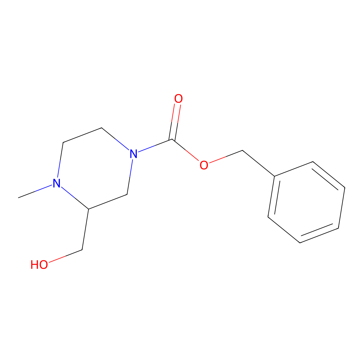 Benzyl 3-(hydroxymethyl)-4-methylpiperazine-1-carboxylate molecular structure, CAS 1203567-16-1