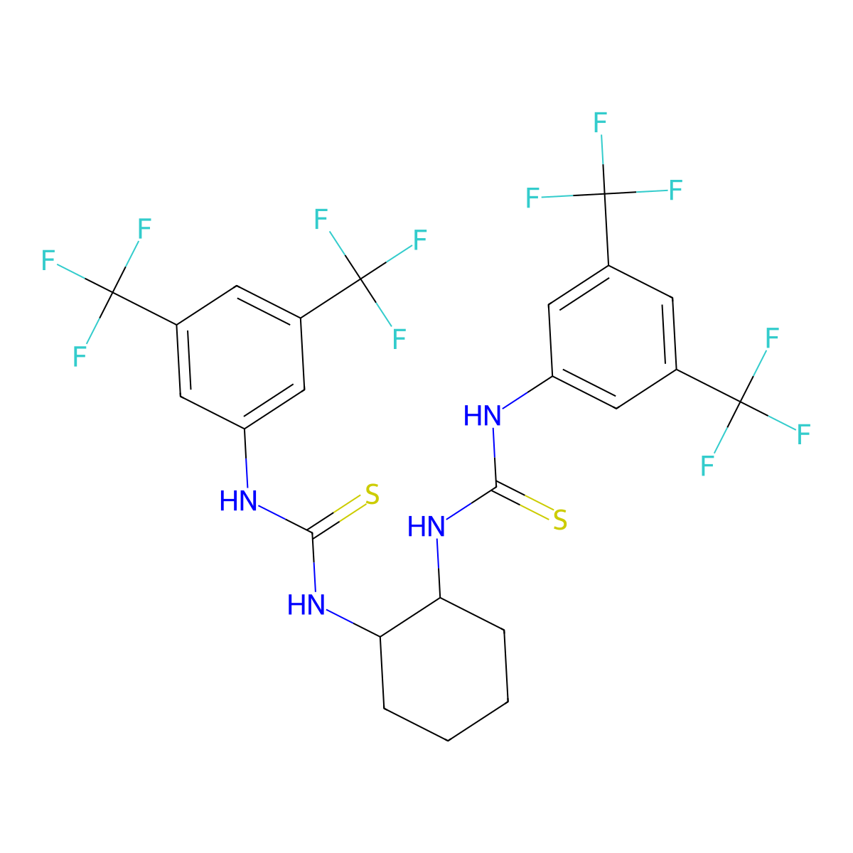 N,N'-(1S,2S)-1,2-Cyclohexanediylbis[N'-[3,5-bis(trifluoromethyl)phenyl]thiourea] molecular structure, CAS 1203578-71-5