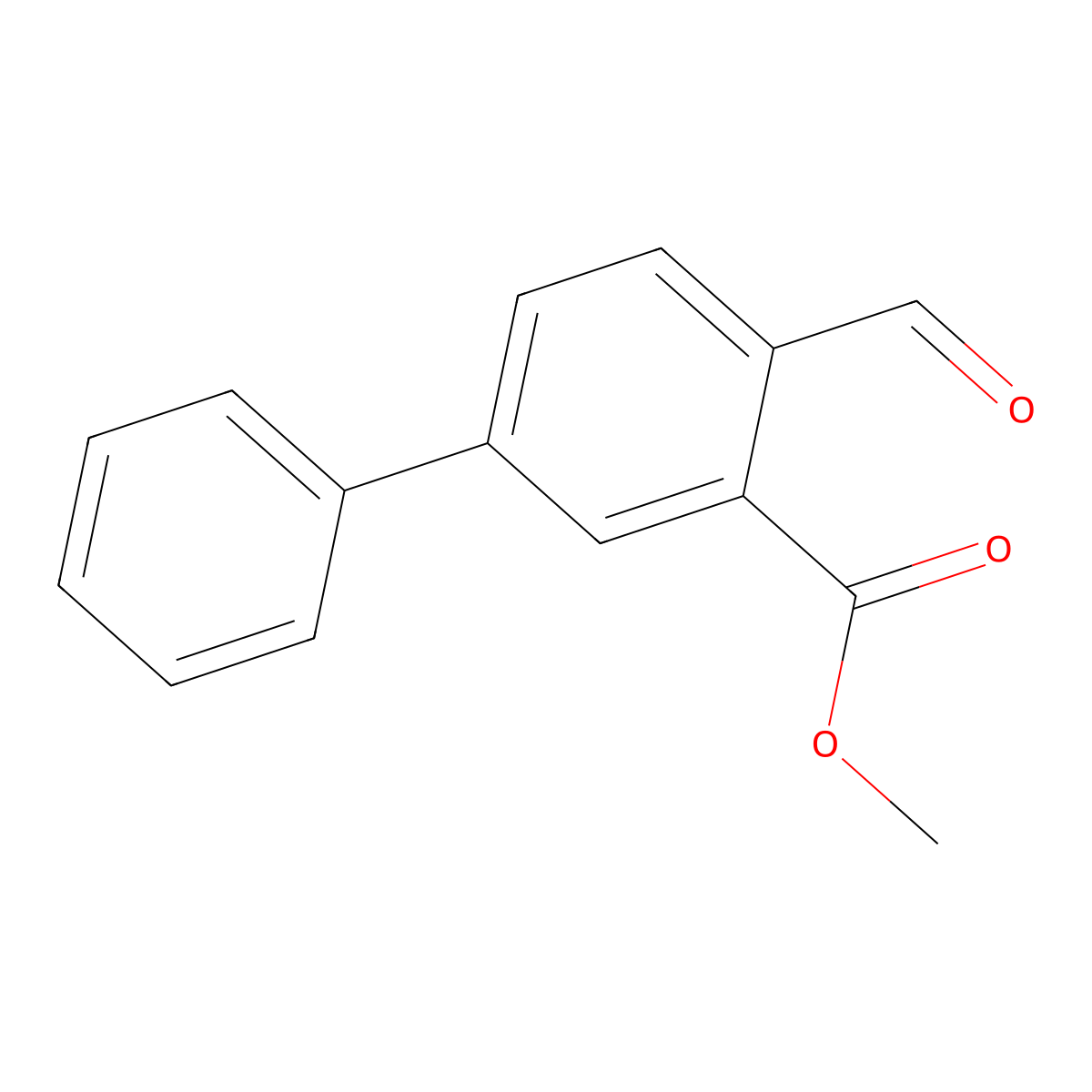 Methyl 2-formyl-5-phenylbenzoate molecular structure, CAS 1203589-46-1