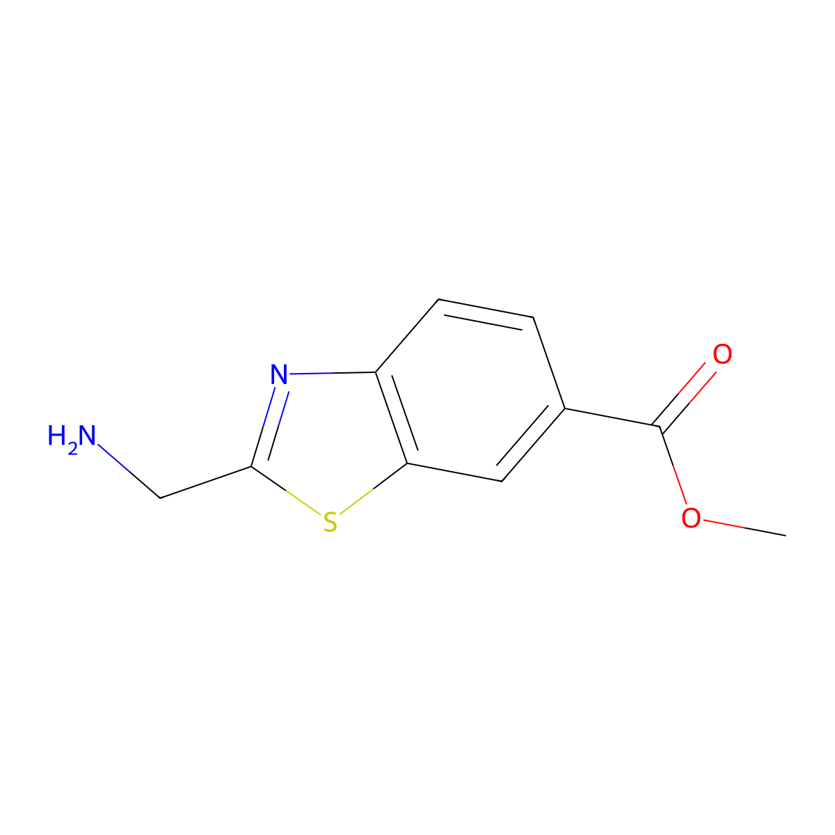 Methyl 2-(aminomethyl)-1,3-benzothiazole-6-carboxylate molecular structure, CAS 1203605-27-9