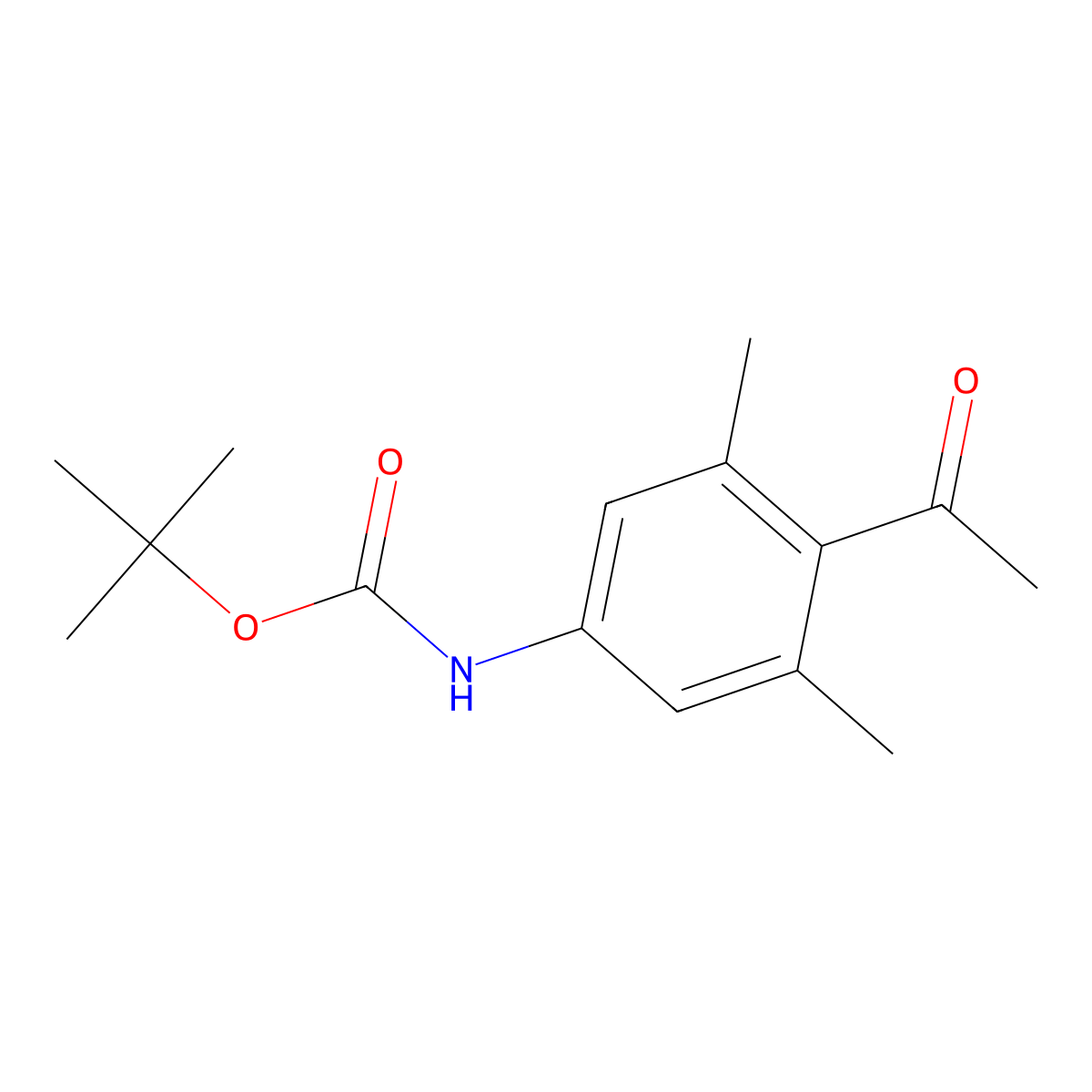 tert-butyl N-(4-acetyl-3,5-dimethylphenyl)carbamate molecular structure, CAS 1203605-34-8
