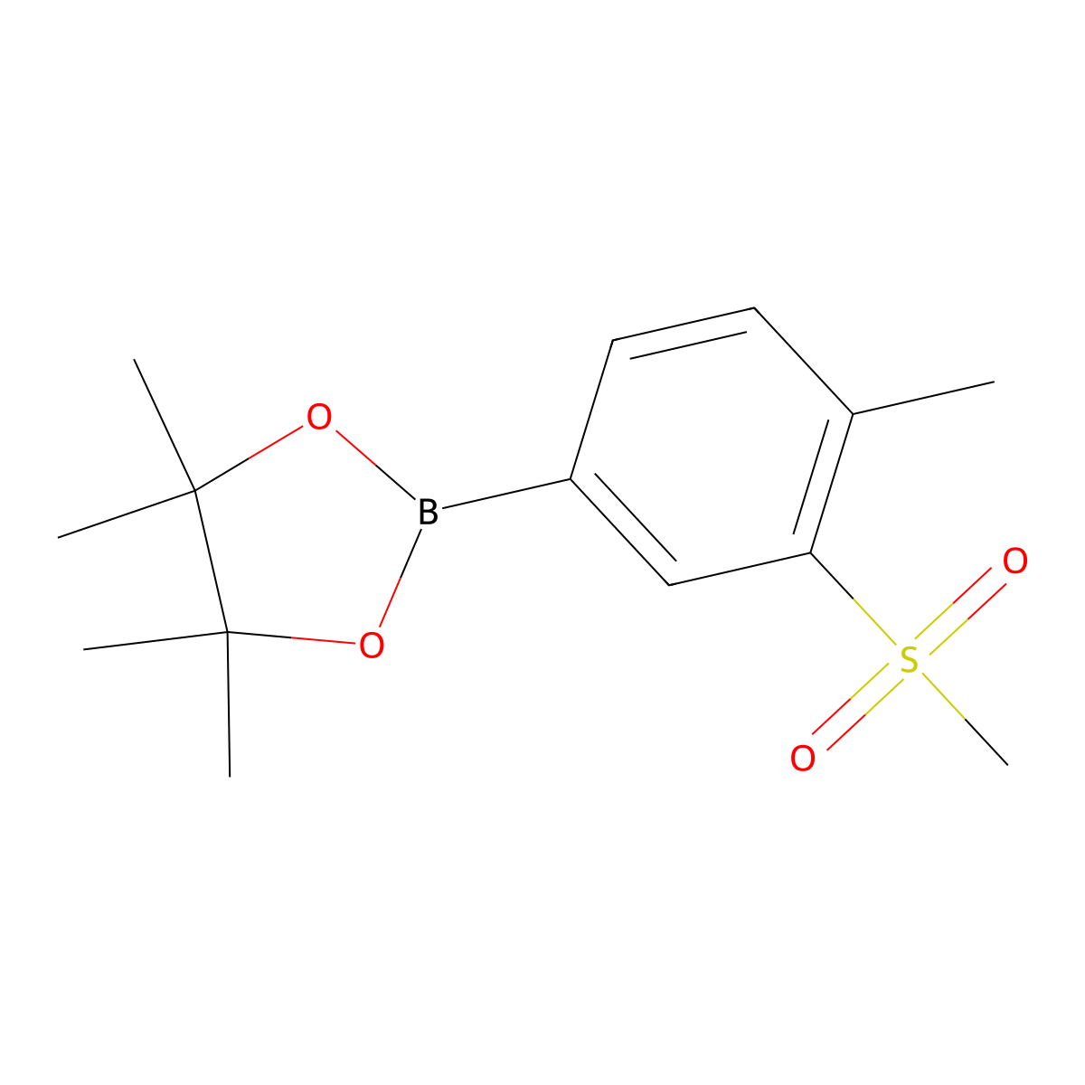4,4,5,5-Tetramethyl-2-(4-methyl-3-(methylsulfonyl)phenyl)-1,3,2-dioxaborolane molecular structure, CAS 1203655-78-0