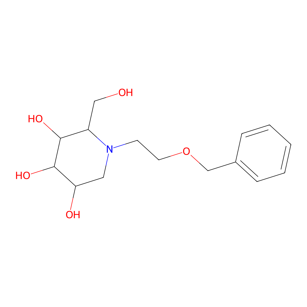 (2R,3R,4R,5S)-2-(Hydroxymethyl)-1-[2-(phenylmethoxy)ethyl]-3,4,5-piperidinetriol molecular structure, CAS 1203659-54-4