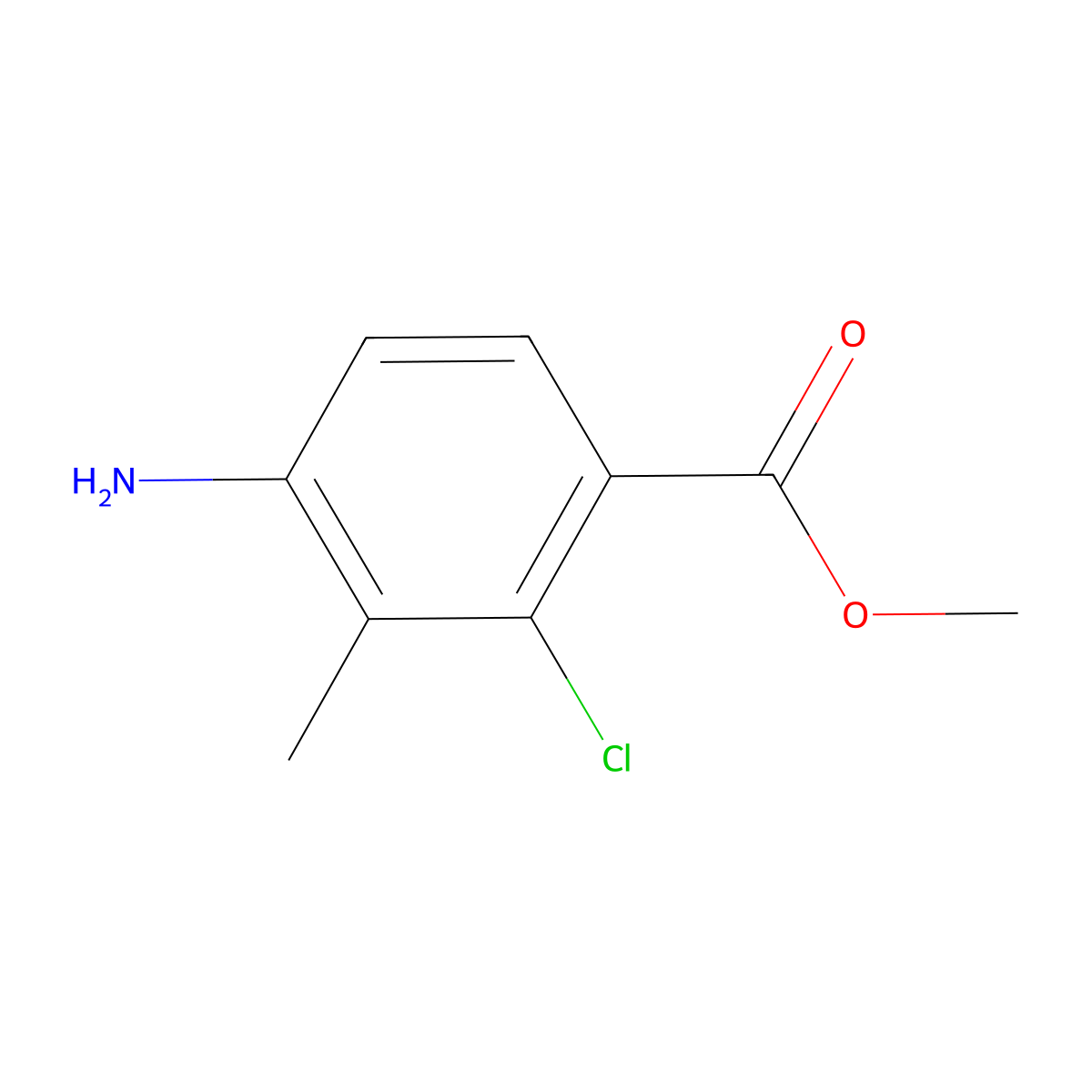 4-Amino-2-chloro-3-methyl-benzoic acid methyl ester molecular structure, CAS 1203662-26-3