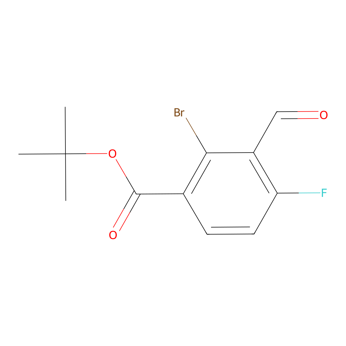 2-Bromo-4-fluoro-3-formylbenzoic acid tert-butyl ester molecular structure, CAS 1203662-35-4