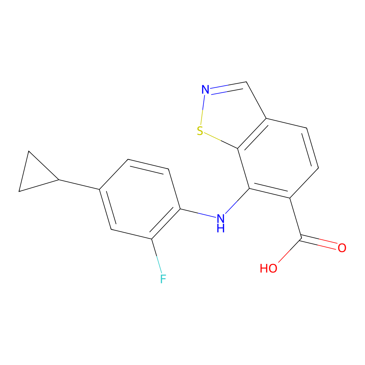 7-((4-Cyclopropyl-2-fluorophenyl)amino)benzo[d]isothiazole-6-carboxylic acid molecular structure, CAS 1203662-87-6