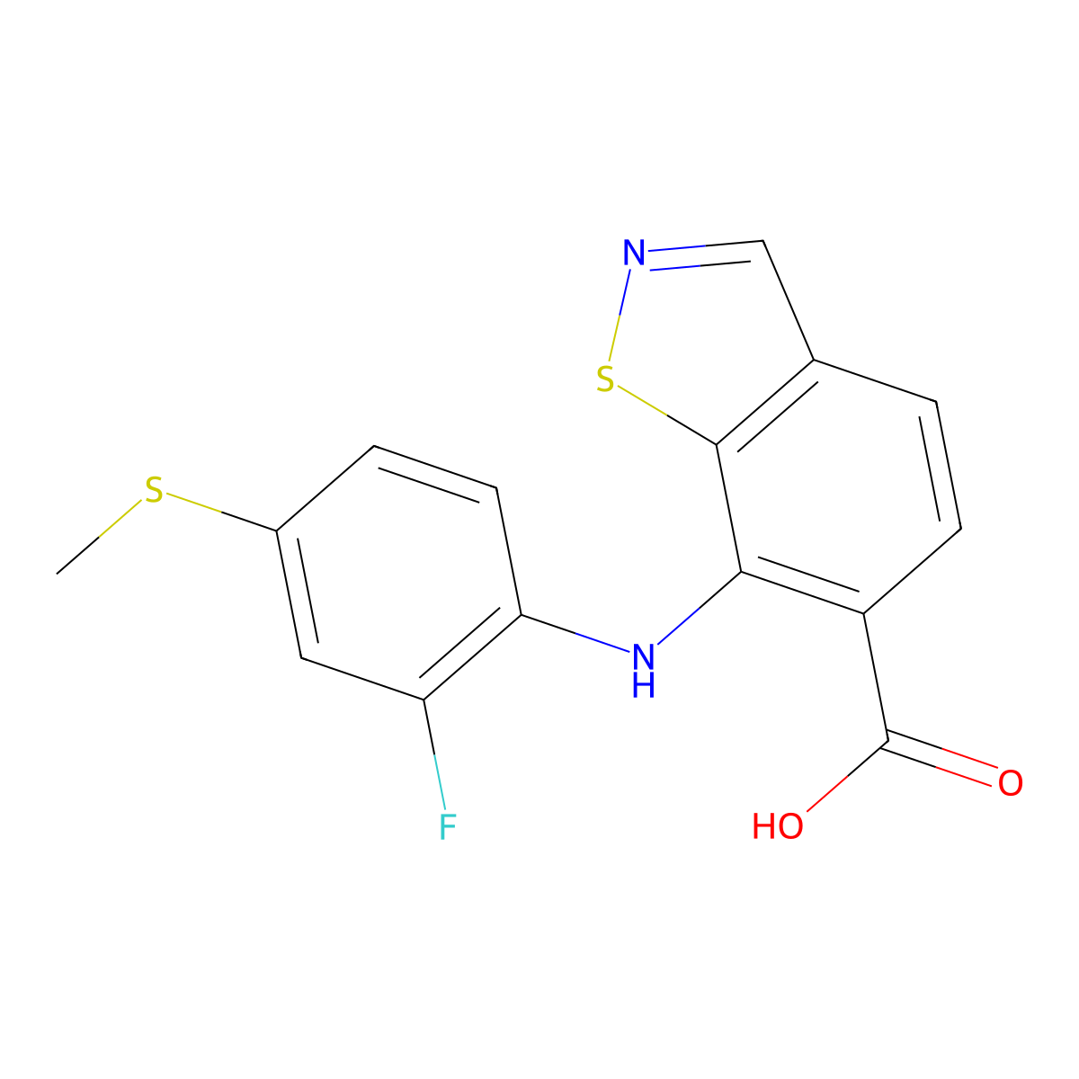 7-((2-Fluoro-4-(methylthio)phenyl)amino)benzo[d]isothiazole-6-carboxylic acid molecular structure, CAS 1203662-88-7