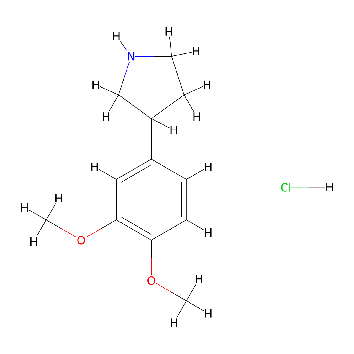 3-(3,4-Dimethoxyphenyl)pyrrolidine hydrochloride molecular structure, CAS 1203681-58-6