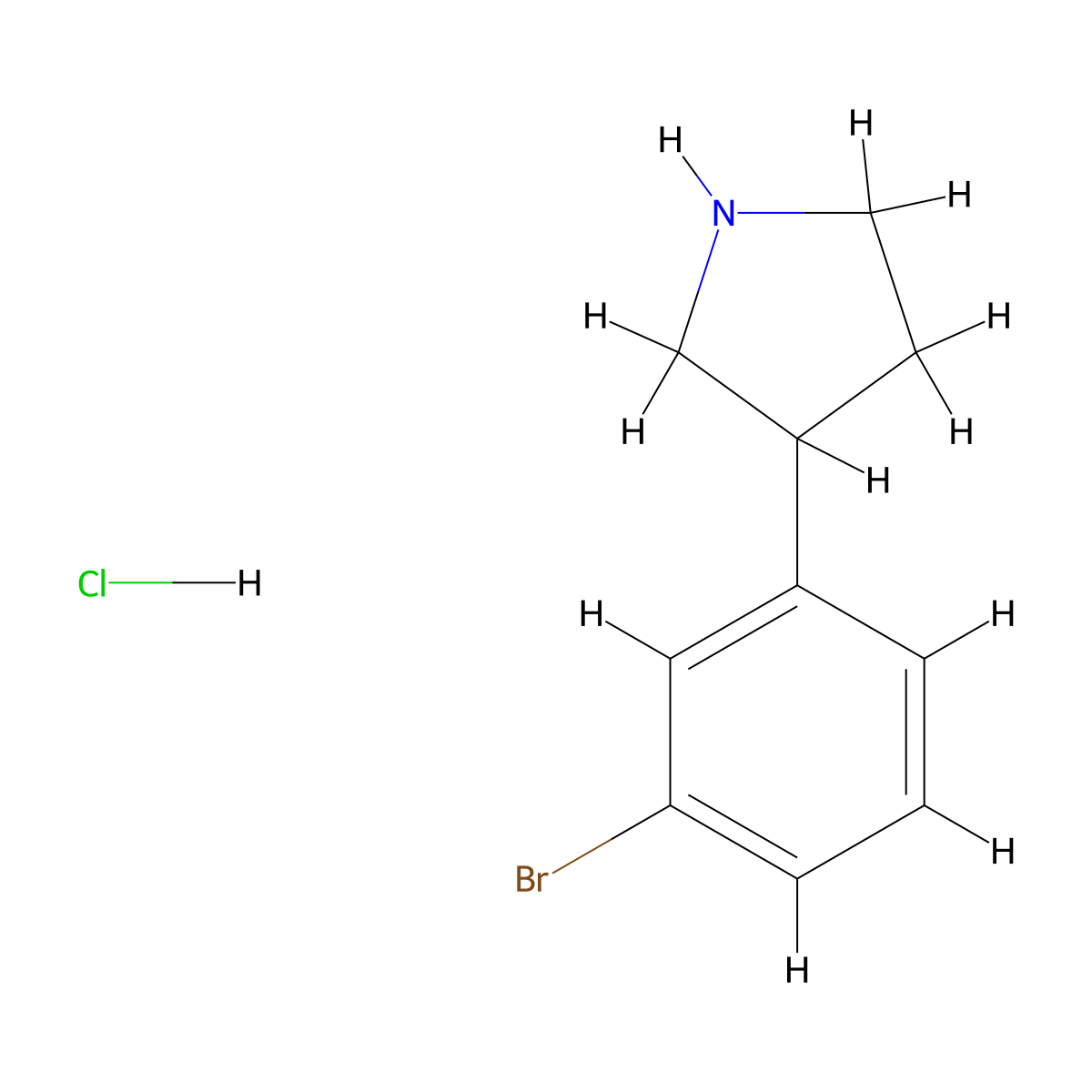 3-(3-Bromophenyl)pyrrolidine hydrochloride molecular structure, CAS 1203681-69-9