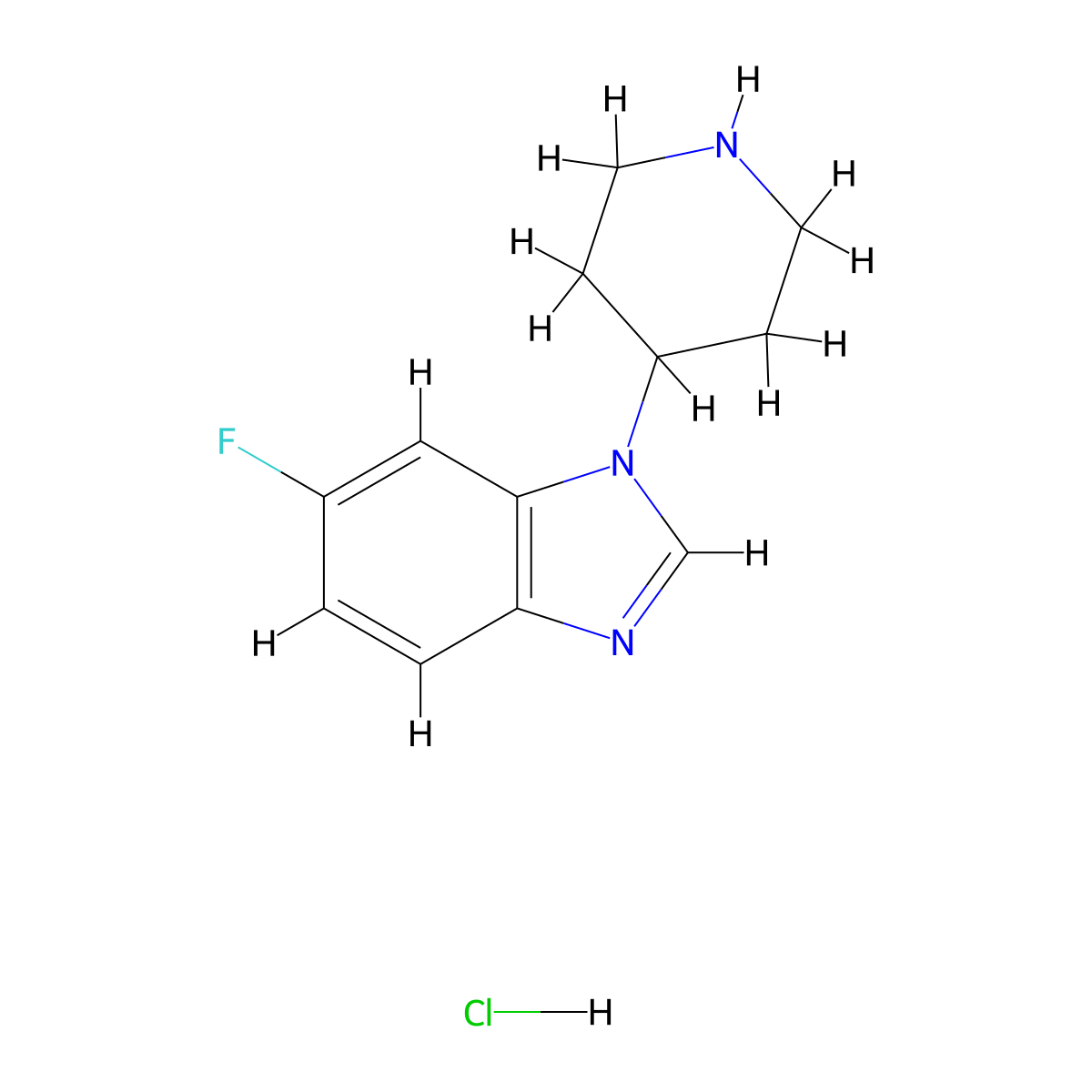 6-fluoro-1-(piperidin-4-yl)-1H-1,3-benzodiazole hydrochloride molecular structure, CAS 1203681-76-8