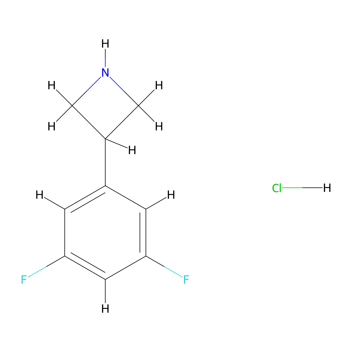 3-(3,5-Difluorophenyl)azetidine hydrochloride molecular structure, CAS 1203682-20-5
